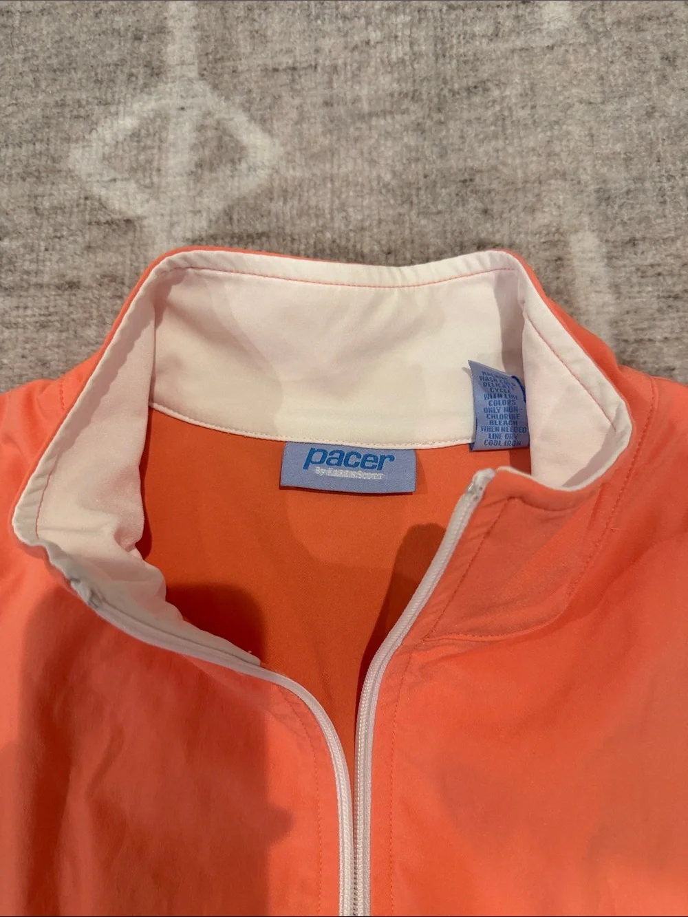Lightweight Coral Zip-Up Jacket with White Panels